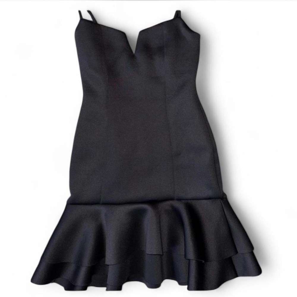Karlie Black Ruffle Hem Mini Dress